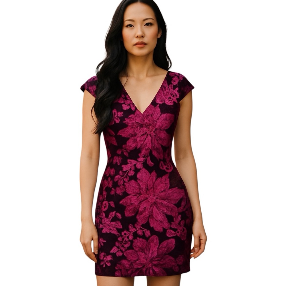 Guess Burgundy Velvet Sequin Mini Evening Dress Size 4